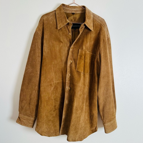 Baracuta Suede overshirt Long Jacket Button Up Leather Western - Picture 4 of 10